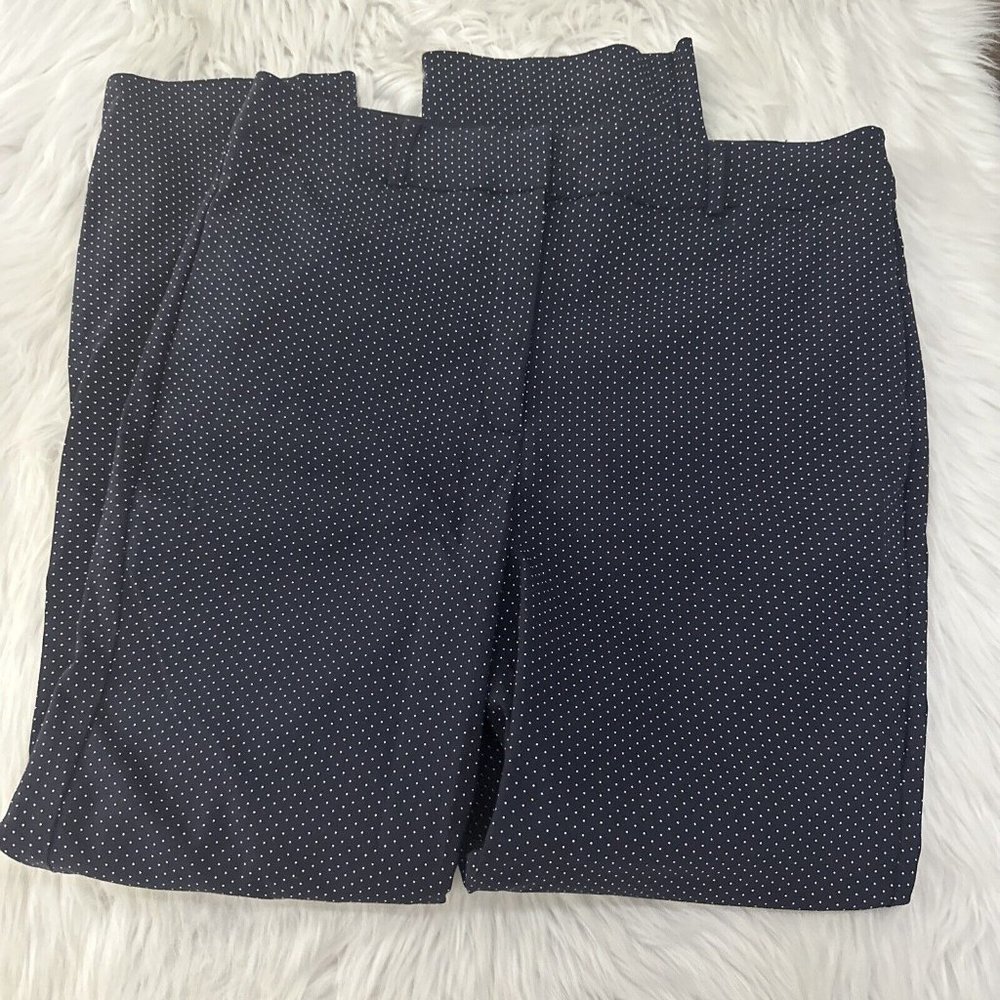 Lame Bryant Womens Navy Blue Polka Dot Pants 16 Comfort Stretch